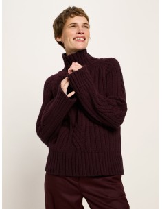 MAGLIONE OVERSIZE TRECCE IN LANA E COTONE BIO - VINACCIA