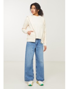 FELPA IN COTONE BIOLOGICO GARZATO VEGAN "DAHLIA" - BIANCO