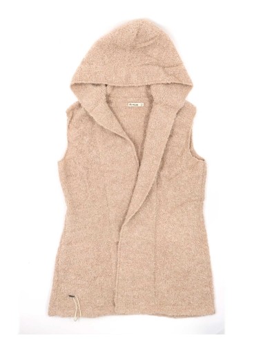 GILET CON CAPPUCCIO IN  BABY ALPACA, SETA E...