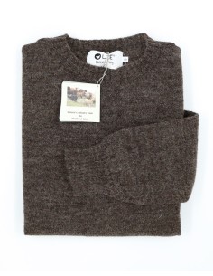 MAGLIONE UOMO IN PURA LANA SHETLAND NON TINTO - MARRONE 2