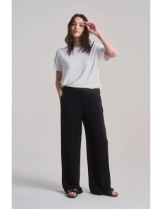 PANTALONE A PALAZZO IN MODAL "BINITA" - NERO