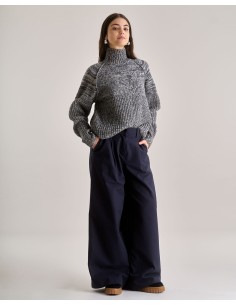 PANTALONI AMPI IN COTONE E LYOCELL "SOFIA" - NAVY