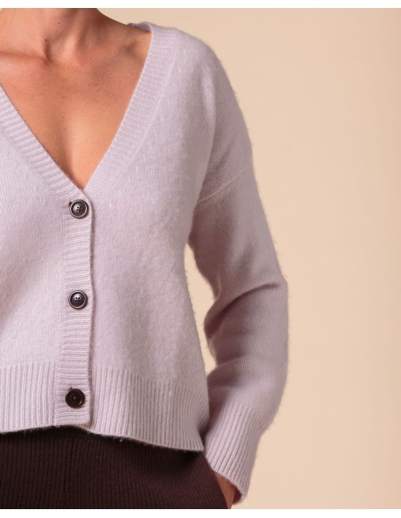 CARDIGAN CHUNKY IN 100% CASHMERE SPAZZOLATO "CAMILLA"
