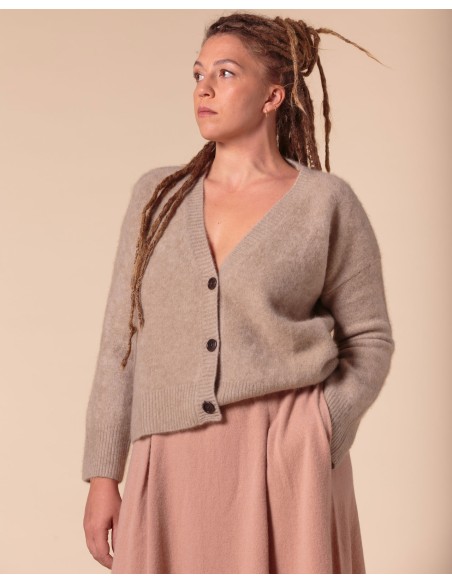 CARDIGAN CHUNKY IN 100% CASHMERE SPAZZOLATO "CAMILLA"