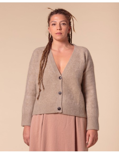 CARDIGAN CHUNKY IN 100% CASHMERE SPAZZOLATO "CAMILLA"