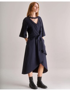 ABITO IN COTONE E LYOCELL "VIVIENNE" - NAVY 2