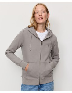 FELPA IN COTONE BIOLOGICO GARZATO VEGAN "DAHLIA" - GRIGIO