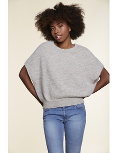 PULL SMANICATO IN 100% BABY ALPACA "AUBE" - GRIGIO 2