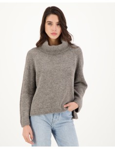 MAGLIONE IN 100% BABY ALPACA "BLEUENN" - FUMO