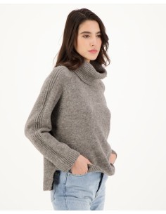 MAGLIONE IN 100% BABY ALPACA "BLEUENN" - FUMO 2