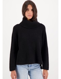 MAGLIONE IN 100% BABY ALPACA "BLEUENN" - NERO