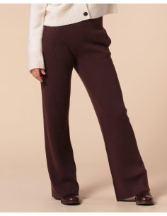 PANTALONI 100% CASHMERE A COSTINA "SILVIA"
 - MARRONE