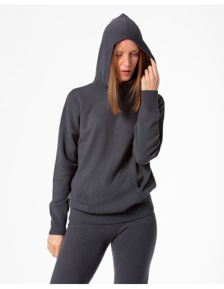 MAXI FELPA UNISEX IN 100% CASHMERE CON CAPPUCCIO "ALICE"