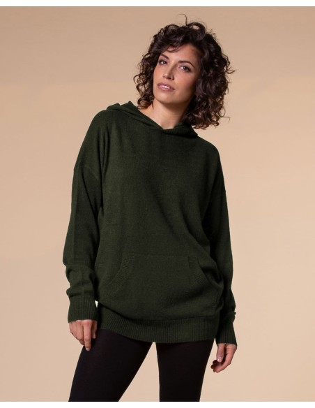 MAXI FELPA UNISEX IN 100% CASHMERE CON CAPPUCCIO "ALICE"