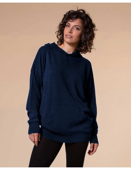 MAXI FELPA UNISEX IN 100% CASHMERE CON CAPPUCCIO "ALICE"