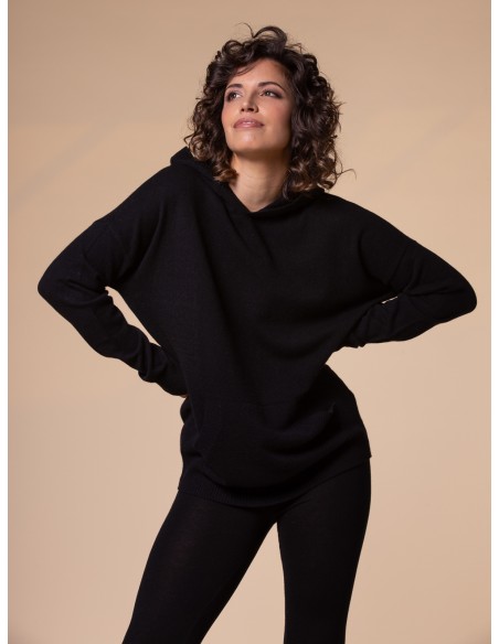 MAXI FELPA UNISEX IN 100% CASHMERE CON CAPPUCCIO "ALICE"