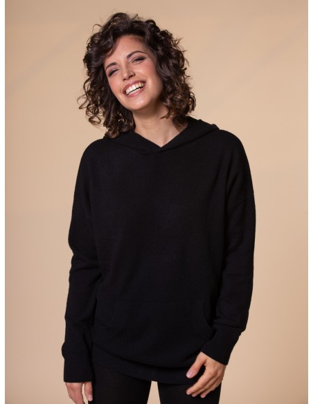 MAXI FELPA UNISEX IN 100% CASHMERE CON CAPPUCCIO "ALICE"