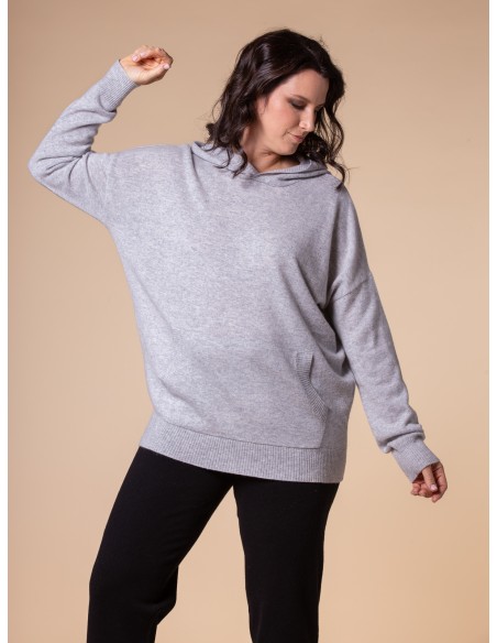 MAXI FELPA UNISEX IN 100% CASHMERE CON CAPPUCCIO "ALICE"
