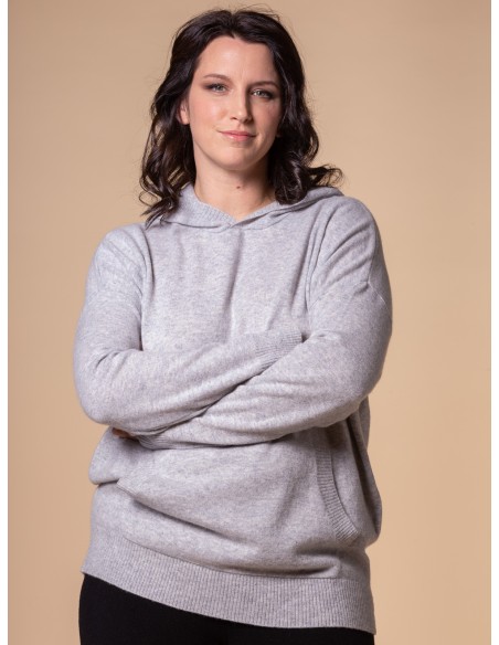 MAXI FELPA UNISEX IN 100% CASHMERE CON CAPPUCCIO "ALICE"