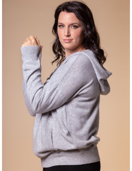MAXI FELPA UNISEX IN 100% CASHMERE CON CAPPUCCIO "ALICE"