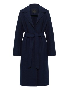 CAPPOTTO IN 100% LANA CON CINTURA - NAVY