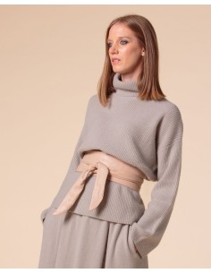 PULL COLLO ALTO IN 100% CASHMERE A COSTINA "MILENA" - CALCE