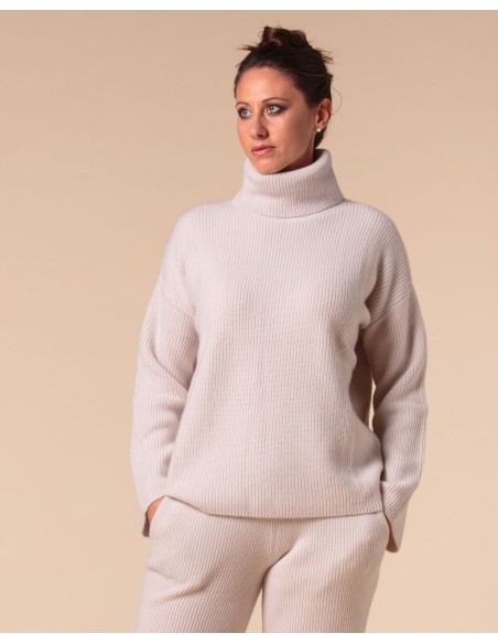 PULL COLLO ALTO IN 100% CASHMERE A COSTINA "MILENA"