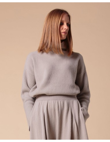 PULL COLLO ALTO IN 100% CASHMERE A COSTINA...