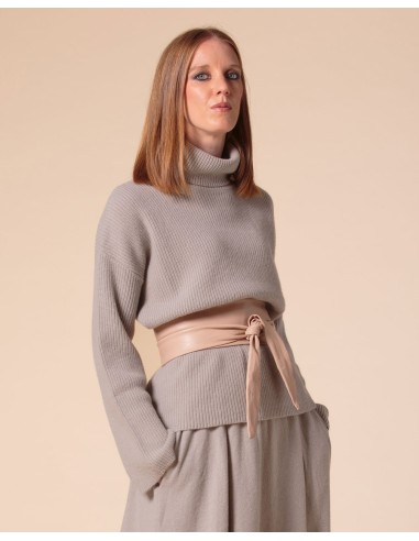 PULL COLLO ALTO IN 100% CASHMERE A COSTINA...