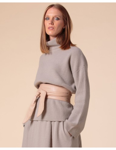 PULL COLLO ALTO IN 100% CASHMERE A COSTINA...
