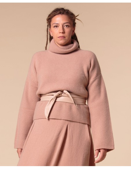 PULL COLLO ALTO IN 100% CASHMERE A COSTINA "MILENA"