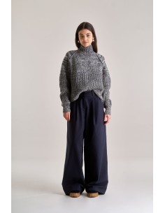 PANTALONI AMPI IN COTONE E LYOCELL "SOFIA" - NAVY 2