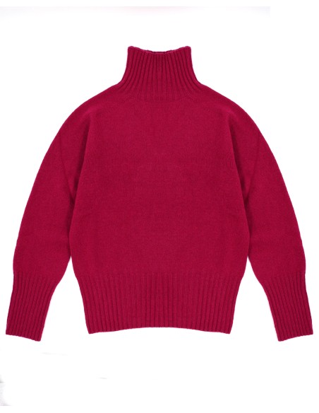 MAGLIONE DONNA SCOZZESE IN LANA DI AGNELLO SUPERFINE COLLO ALTO