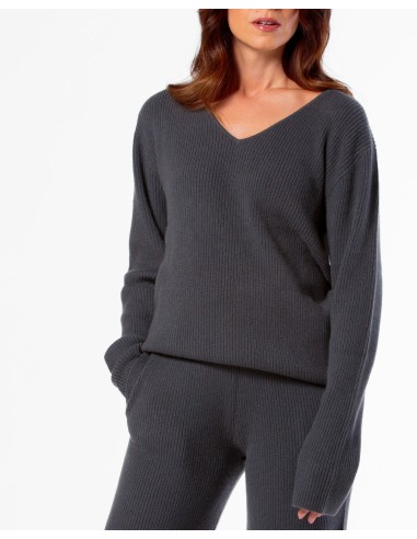 MAXI PULL IN 100% CASHMERE SCOLLO A V "SARA"