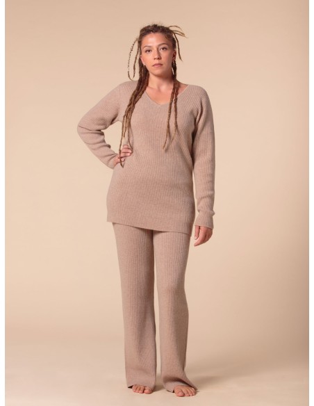 MAXI PULL IN 100% CASHMERE SCOLLO A V "SARA"