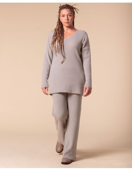 MAXI PULL IN 100% CASHMERE SCOLLO A V "SARA"