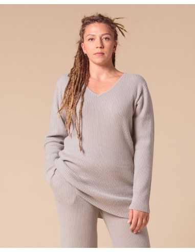 MAXI PULL IN 100% CASHMERE SCOLLO A V "SARA"