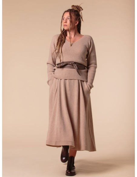 GONNA AMPIA 100% CASHMERE CON PENCES "MARTA"