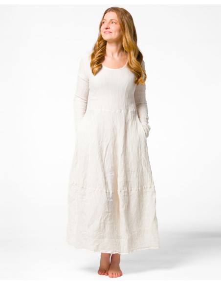 ABITO IN SETA INCRESPATA DOPPIATA AD EFFETTO PLISSÉ “LUSTA”