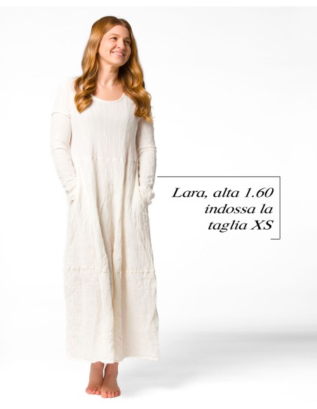 ABITO IN SETA INCRESPATA DOPPIATA AD EFFETTO PLISSÉ “LUSTA”