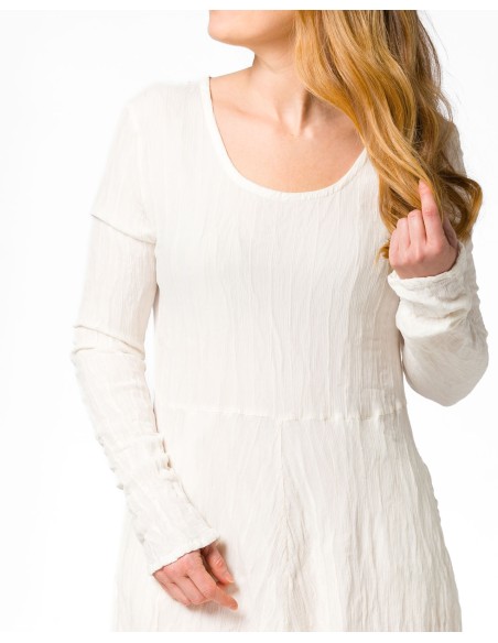 ABITO IN SETA INCRESPATA DOPPIATA AD EFFETTO PLISSÉ “LUSTA”