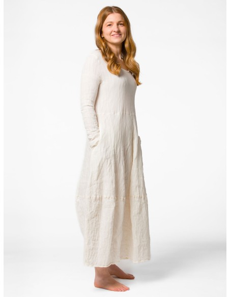 ABITO IN SETA INCRESPATA DOPPIATA AD EFFETTO PLISSÉ “LUSTA”