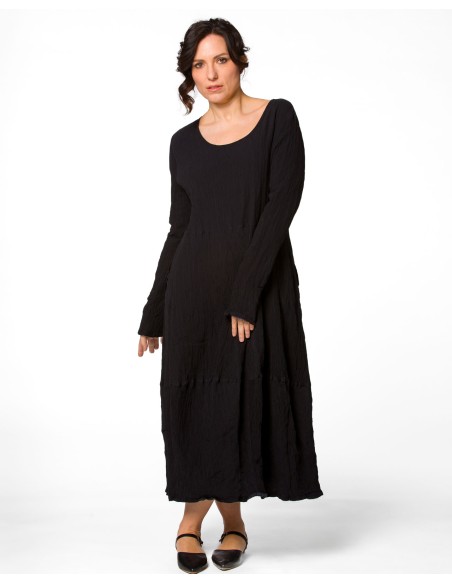 ABITO IN SETA INCRESPATA DOPPIATA AD EFFETTO PLISSÉ “LUSTA”