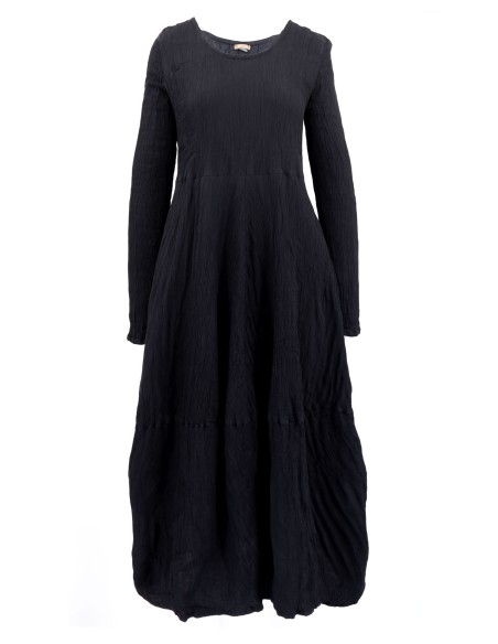 ABITO IN SETA INCRESPATA DOPPIATA AD EFFETTO PLISSÉ “LUSTA”