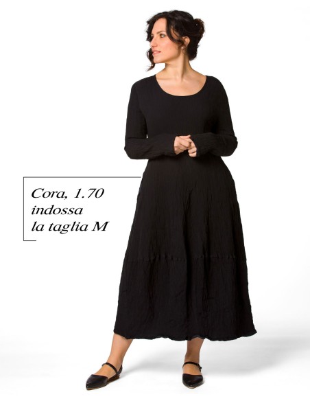 ABITO IN SETA INCRESPATA DOPPIATA AD EFFETTO PLISSÉ “LUSTA”