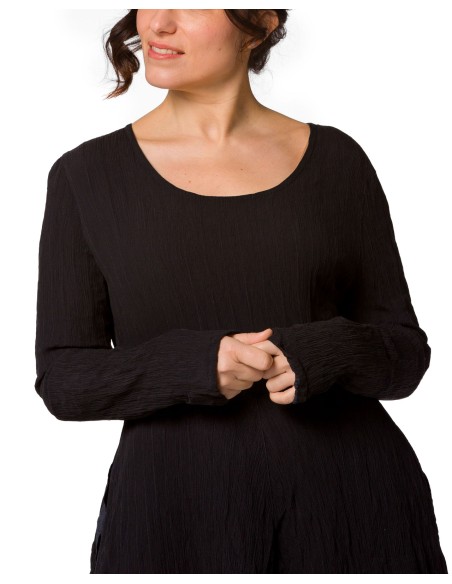 ABITO IN SETA INCRESPATA DOPPIATA AD EFFETTO PLISSÉ “LUSTA”