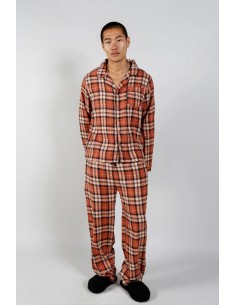 PIGIAMA UOMO IN FLANELLA DI COTONE BIO "JIMJAM" - TERRACOTTA