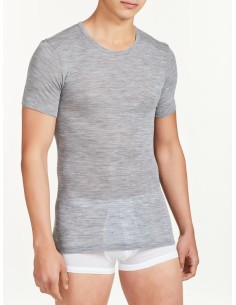 T-SHIRT UOMO IN LANA MERINO EXTRAFINE GIROCOLLO - GRIGIO