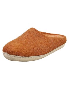 PANTOFOLA IN LANA CON SUOLA IN NAPPA - TERRACOTTA