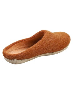 PANTOFOLA IN LANA CON SUOLA IN NAPPA - TERRACOTTA 2